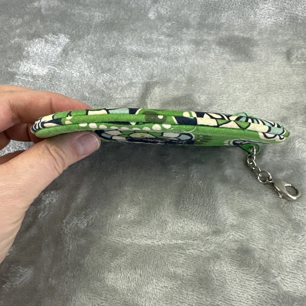 Vera Bradley ID Case Coin Purse Wallet Green Blue Floral Clip Zip Top